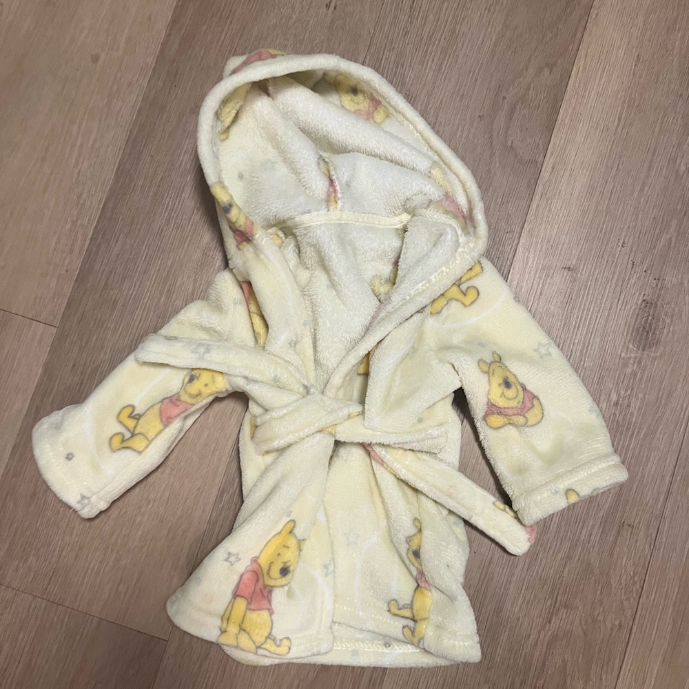 Disney Pooh Hooded Fleece Robe - Yellow